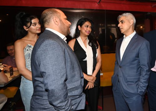 Nikkita Chadha, Sajid Varda, Saima Mohsin and Sadiq Khan at a screening of "Ms Marvel" in 2022