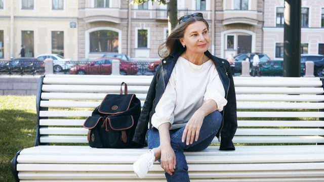 older trendy woman