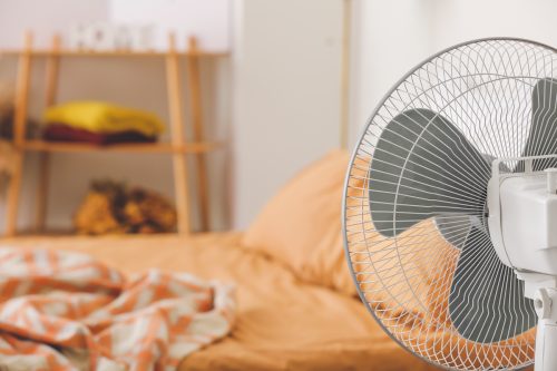 Modern electric fan in bedroom