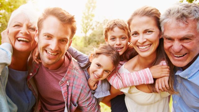 Multi-generation family having fun together