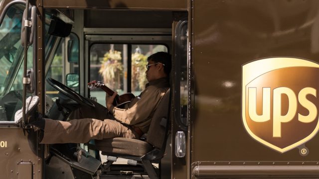 Mid day a UPS driver taking his break bringing much needed music to the city at the height of the Coronavirus shutdown.