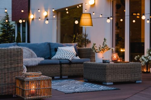 String Lights in Backyard