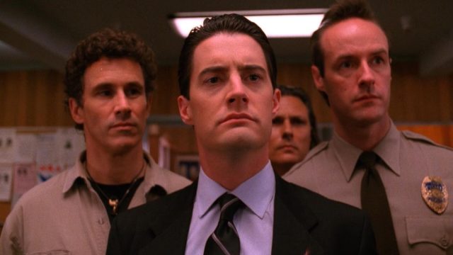 Michael Ontkean, Kyle MacLachlan, Michael Horse, and Harry Goaz in Twin Peaks