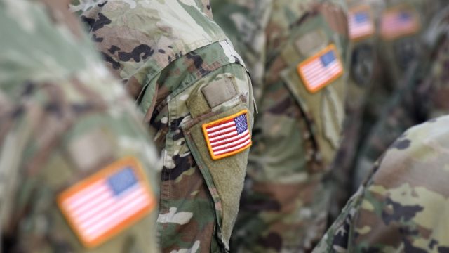 american soldiers in line