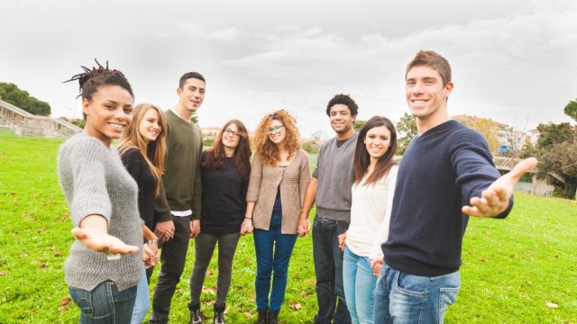 Group of Diverse Friends Being Welcoming