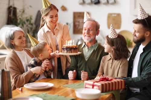 happy family celebrating father's birthday