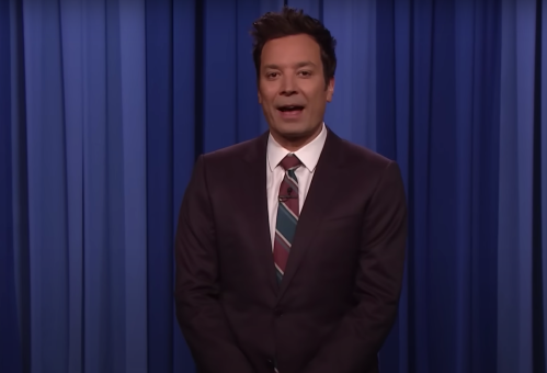 Jimmy Fallon hosting "The Tonight Show" in April 2023