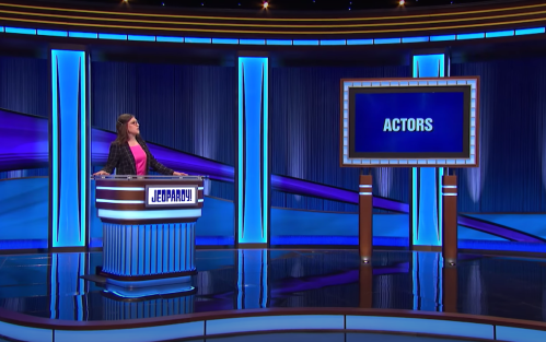 Mayim Bialik hosting "Jeopardy!"