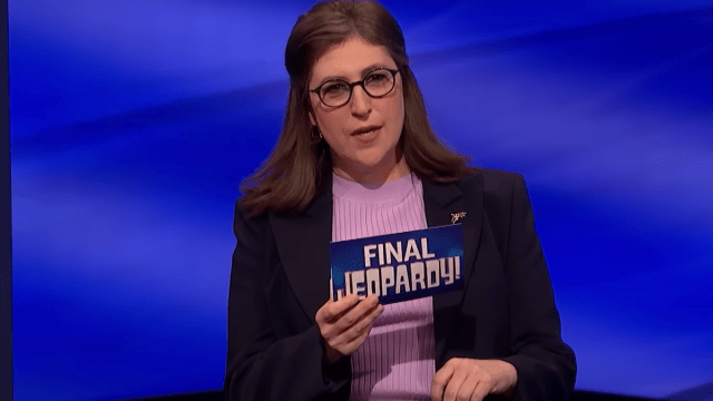 Mayim Bialik hosting "Jeopardy!"
