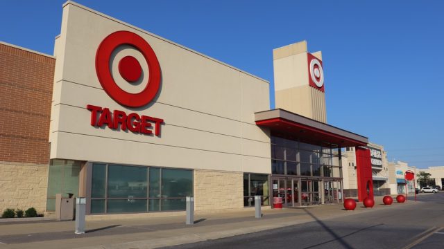 Silver Spring, Maryland, USA - July 4 2021: Target supermarket main front entrance.