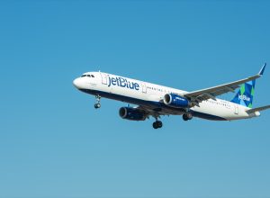 Los Angeles, California, USA - December 19, 2021: this image shows a jetBlue Airways Airbus A321-231 with registration N967JT arriving at LAX, Los Angeles International Airport.