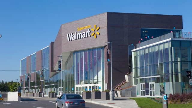 Montreal,Quebec, Сanada - September 19, 2014: walmart store front.Walmart is an American public multinationnal corporation stores and warehouse stores.