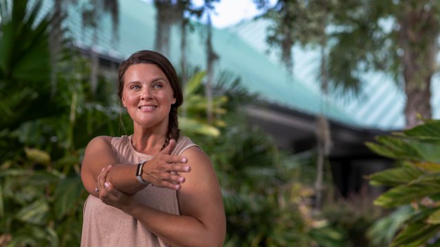 Woman doing yoga in Hilton Head