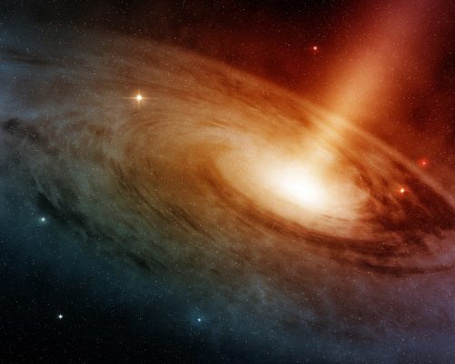 spiral galaxy system glowing into deep space