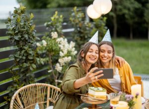 two women sharing birthday wishes for best friend