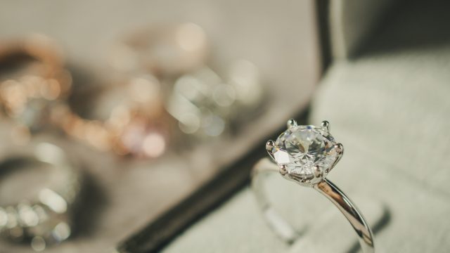 Luxury engagement Diamond ring in jewelry gift box