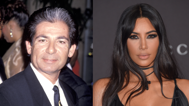 Robert Kardashian in 1994; Kim Kardashian in 2018