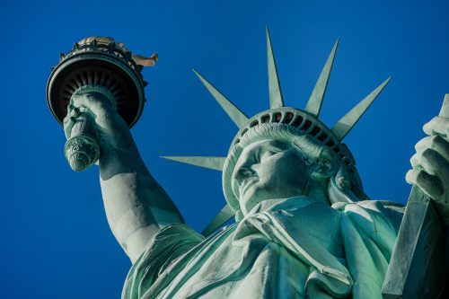 close-up of the statue of liberty