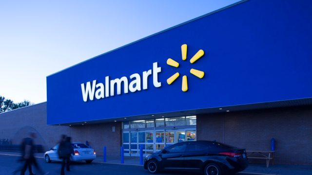 View at Longueuil storefront from its parking lot.Walmart is an American public multinationnal corporation stores and warehouse stores.