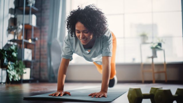 Woman Working Out at Home
