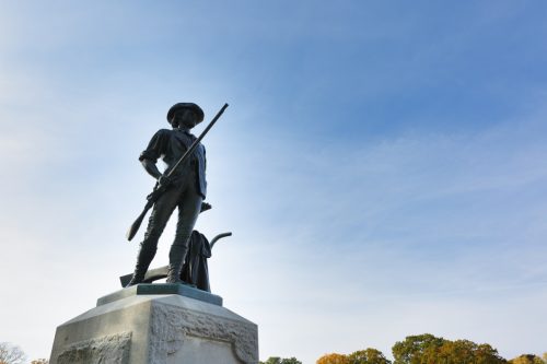 The Minute Man statue and North Bridge at Minute Man National Historic Park 