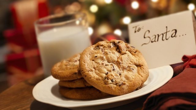 photo depicting the christmas tradition of leaving milk and cookies out for Santa