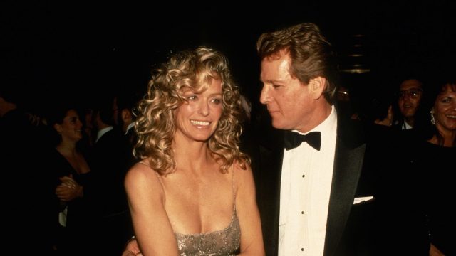 Farrah Fawcett and Ryan O'Neal circa 1989