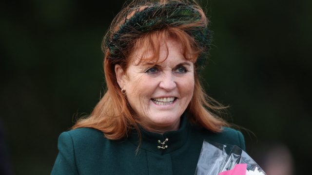 Sarah Ferguson outside St. Mary Magdalene Church on Christmas Day 2023