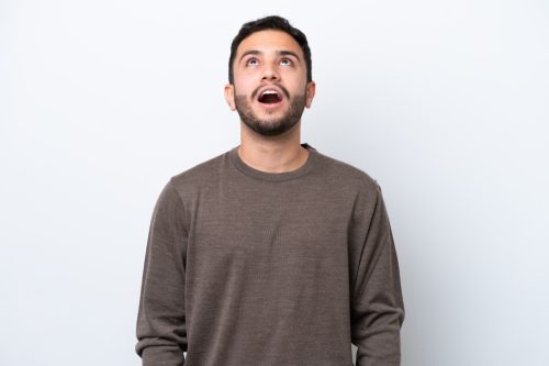 man looking up