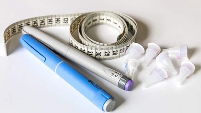 Insulin injection pen or insulin cartridge pen for diabetics. Medical equipment for diabetes parients.
