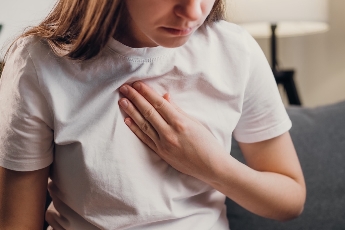 woman with trouble breathing