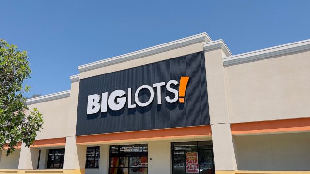Big Lots store front on a warm morning.