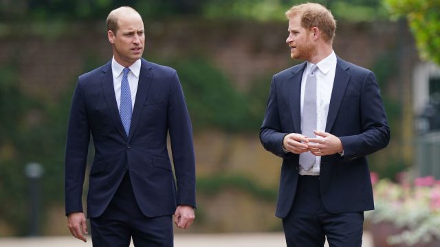 Prince William and Prince Harry at the unveiling of a Princess Diana statue in 2021