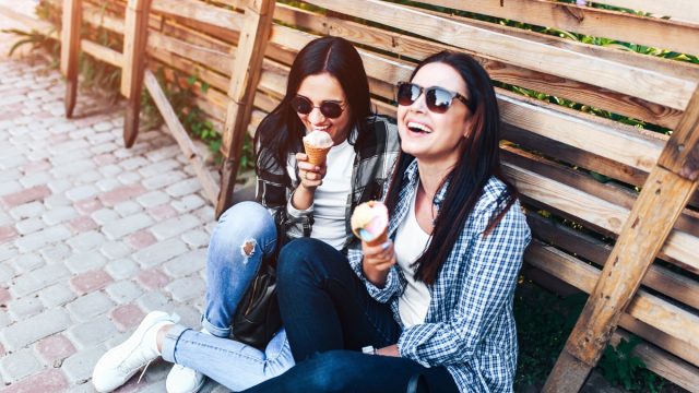 Best Friends Enjoying Ice Cream