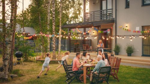 Family in Big Backyard