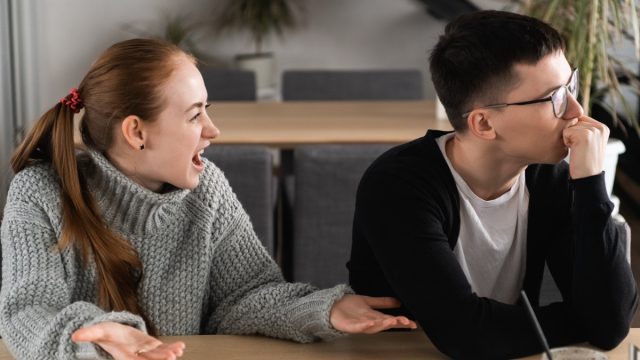 Girl Yelling at Man