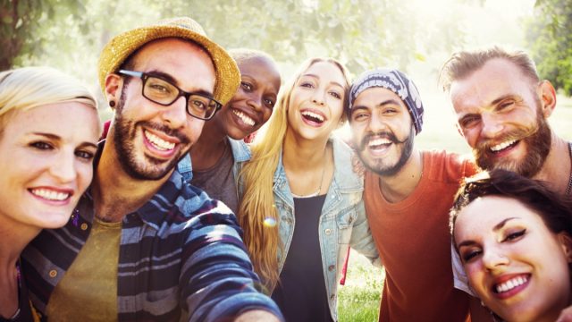 Group of Friends Smiling Outside