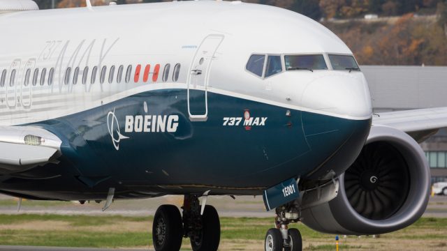 A Boeing 737 Max airplane on the runway