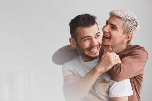 gay couple embracing each other