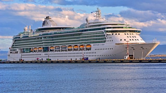 The Serenade of the Seas ship docked at port