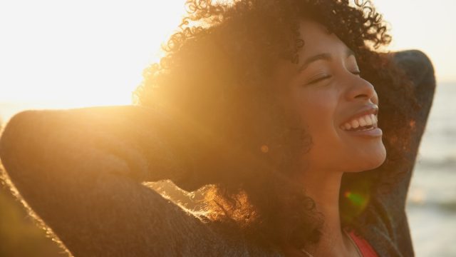 Closeup shot of an attractive young woman enjoying nature