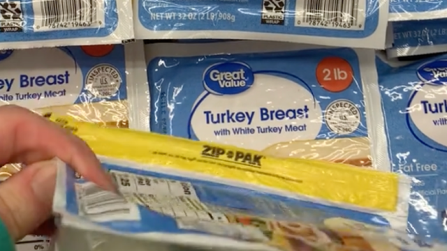 screenshot of tiktok showing walmart great value meat with mold on it
