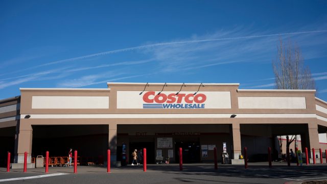 Aloha, OR, USA - Jan 25, 2022: Front view of a Costco Wholesale store in Aloha, Oregon. Costco Wholesale Corporation operates a chain of membership-only big-box retail stores.