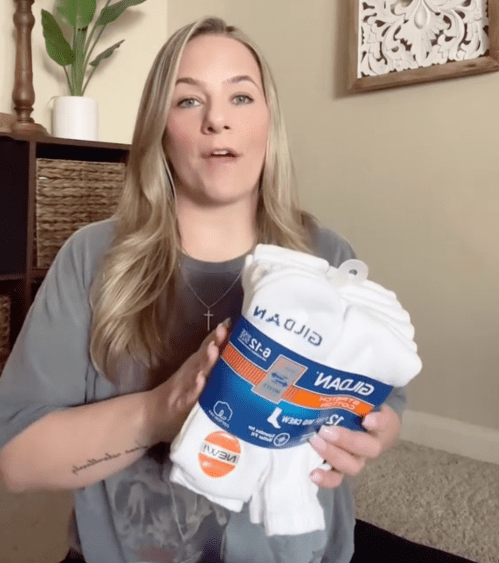 Female shopping influencer at home showing products from Dollar Tree