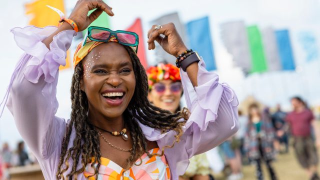 woman dancing and having fun at a festival