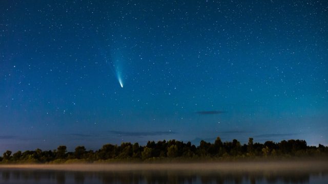 comet in the night sky