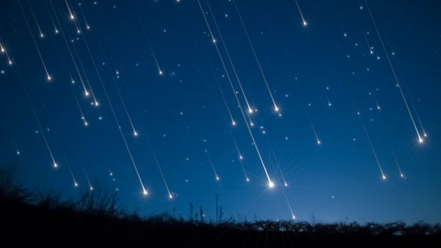 meteor shower in the night sky