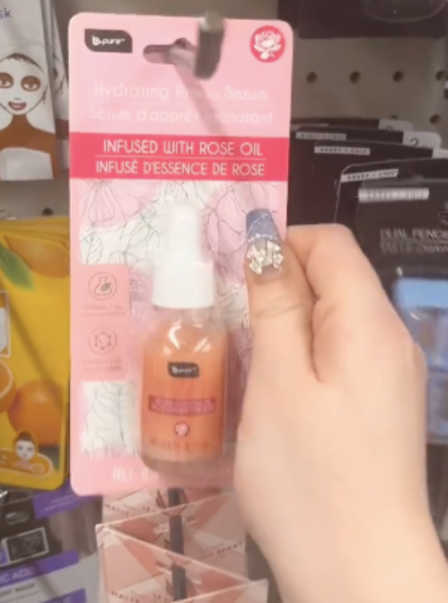 still from TikTok showing Dollar Tree primer serum
