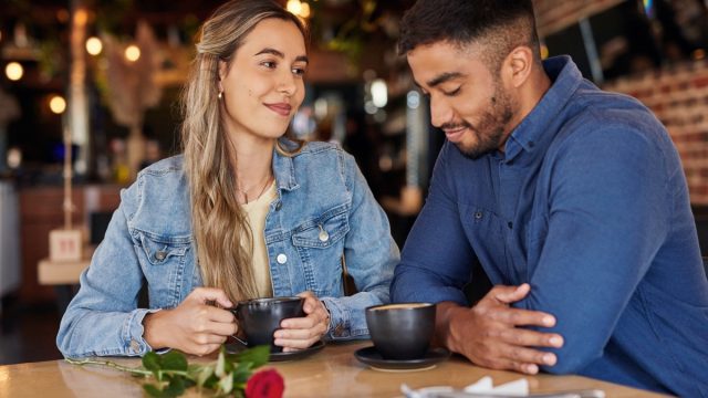 woman looking lovingly at her date