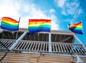 pride flags flying in key west